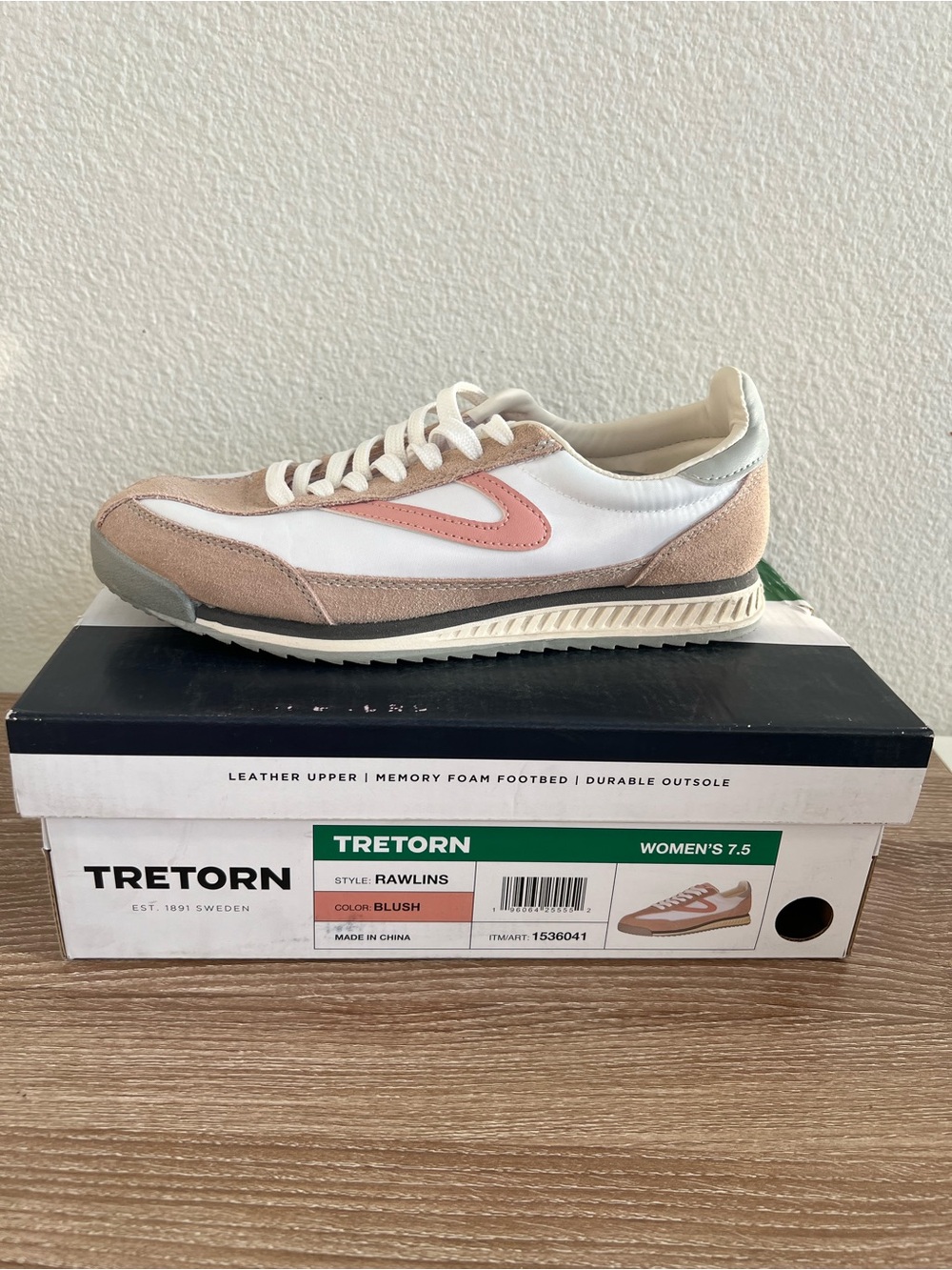 Tretorn White Sneakers with Blush Pink Accents